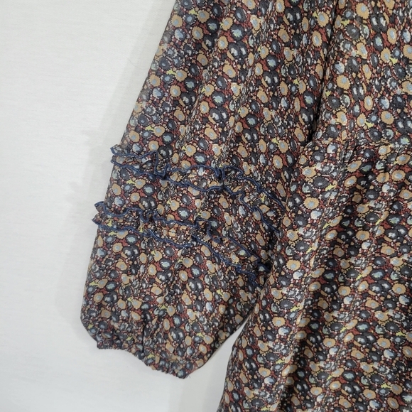 Roolee Floral Midi Dress - Blue and Brown - Picture 4 of 13